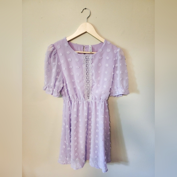 Lavender Spring Flowy Mini Dress - Picture 1 of 2